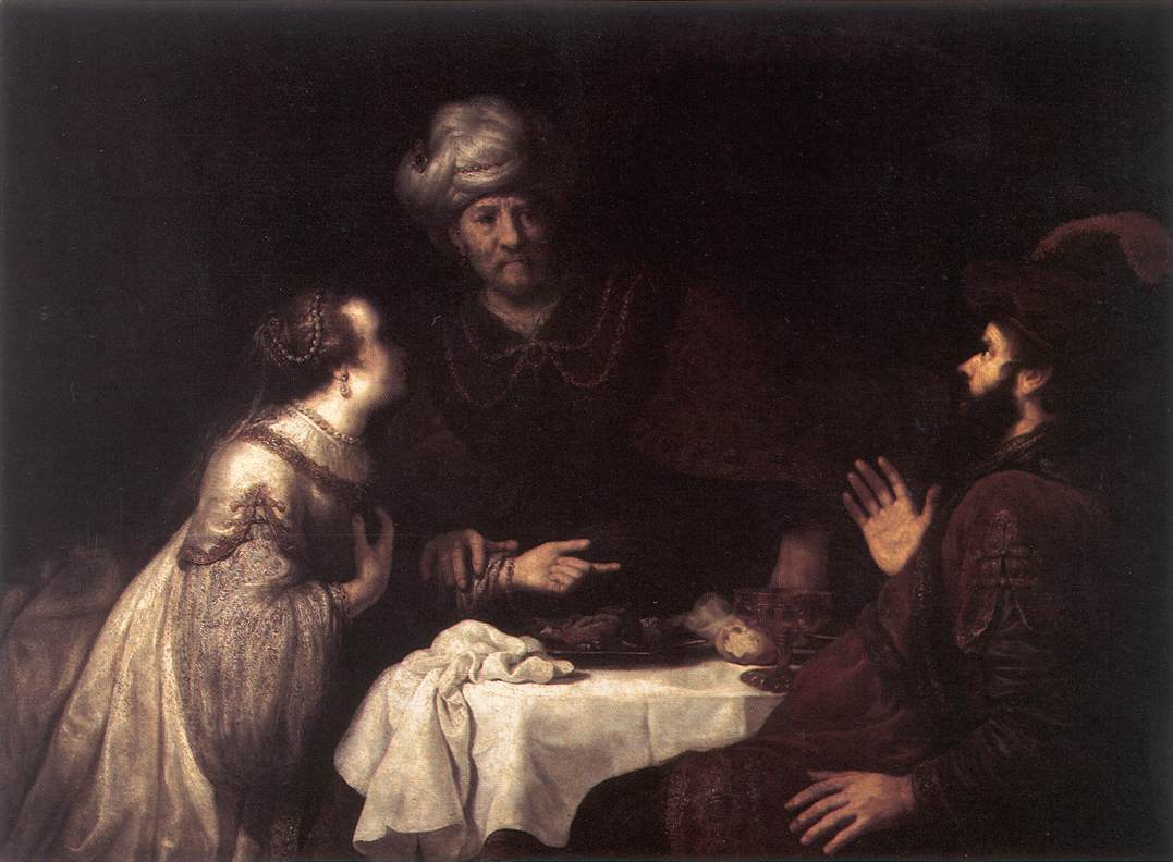 Esther and Haman before Ahasuerus er